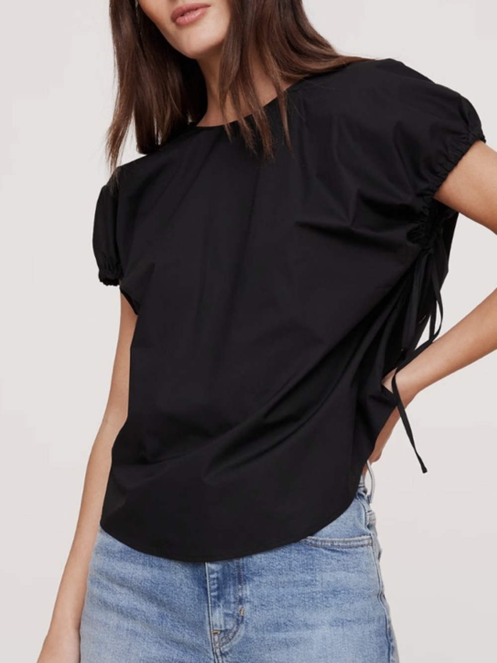 Banana Republic Oversized Cotton Poplin Cinch Top Black Rear Keyhole 2024 NWT-S